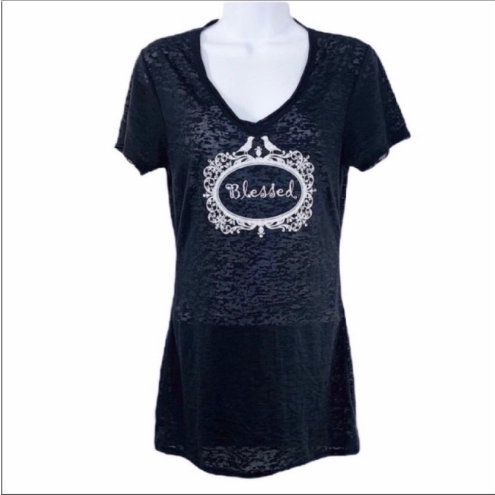 BLESSED crystals burnout T-shirt L